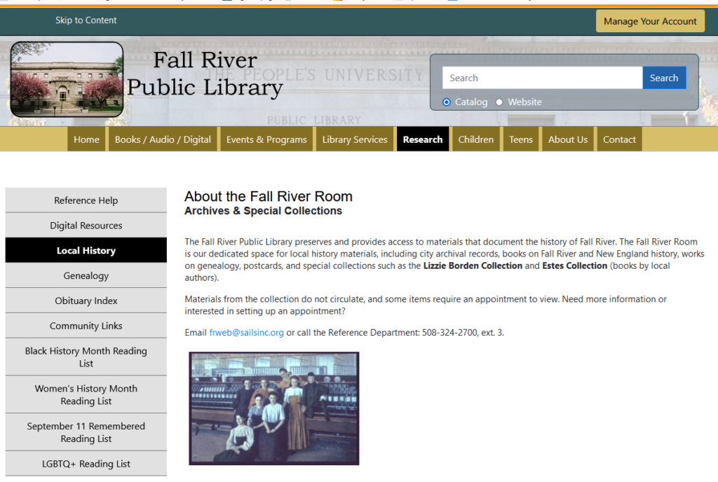 Fall River Public Library Website