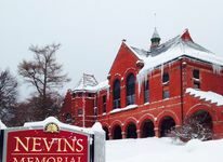 Nevins Memorial Library in winter